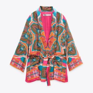 Zara BELTED PRINTED KIMONO